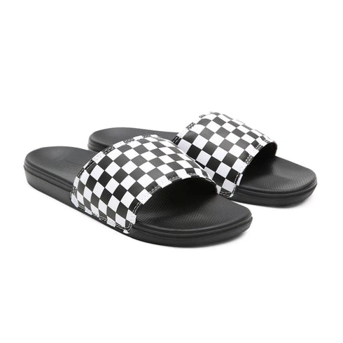 Vans La Costa Slide-On Claquette Checkerboard - True White / Black - Streetart.fr
